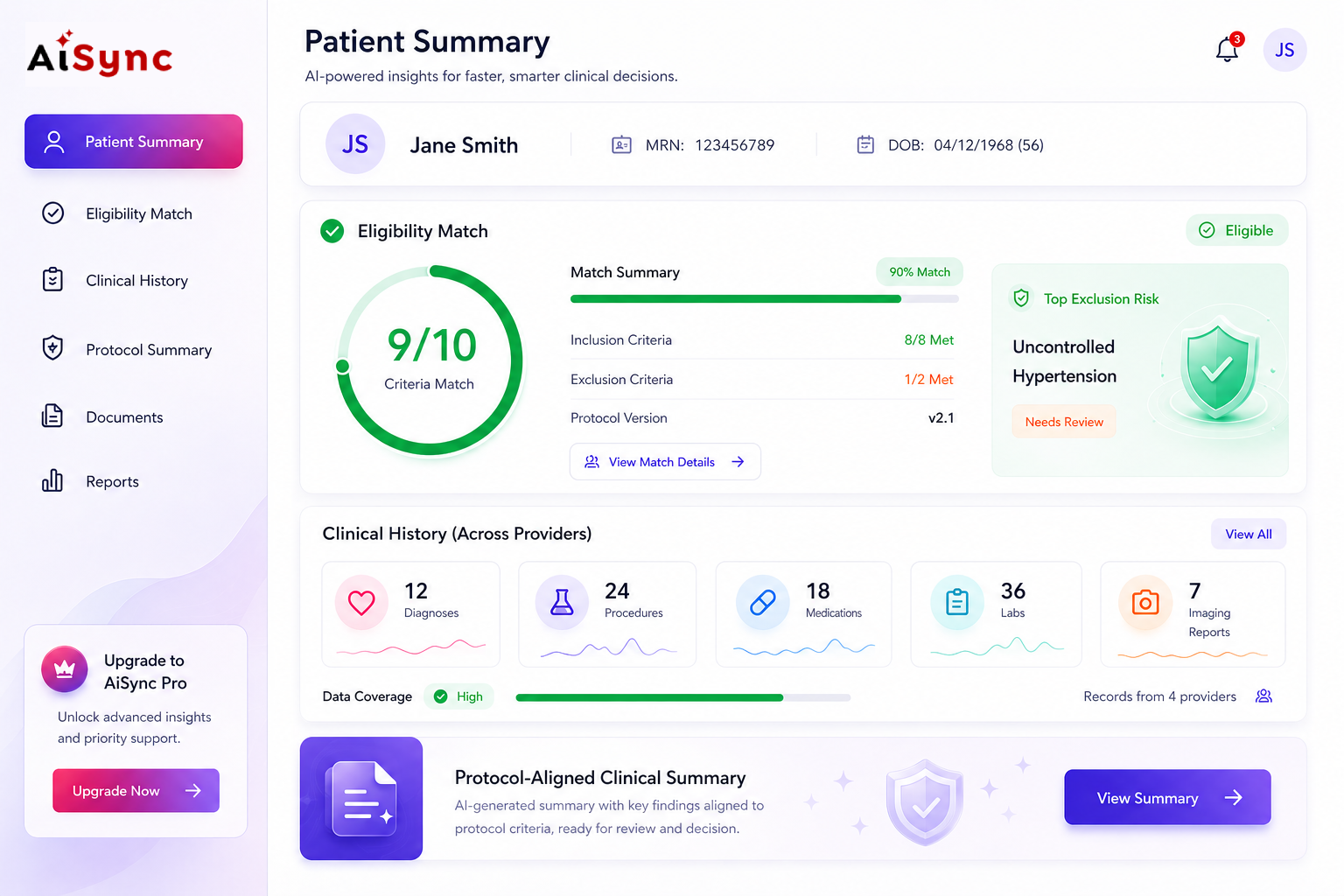 AiSync Patient Summary Dashboard